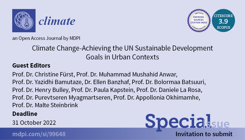 Special Issue – Climate Change - Achieving the UN Sustainable Development Goals in Urban Contexts